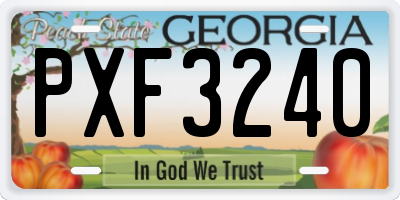 GA license plate PXF3240