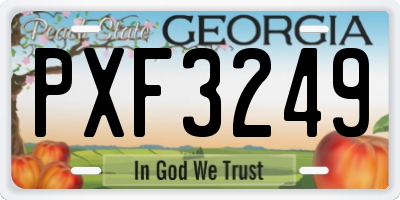GA license plate PXF3249