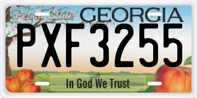 GA license plate PXF3255