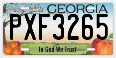 GA license plate PXF3265