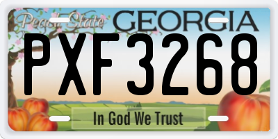 GA license plate PXF3268