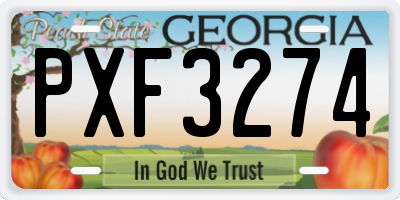 GA license plate PXF3274