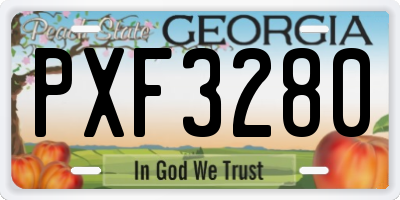 GA license plate PXF3280
