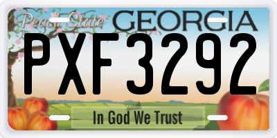 GA license plate PXF3292