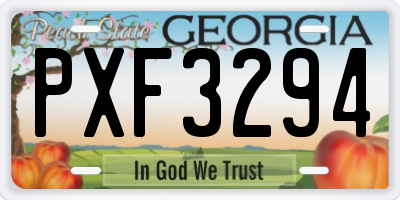 GA license plate PXF3294