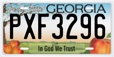 GA license plate PXF3296