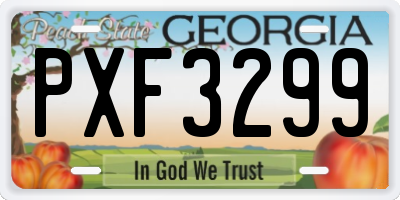 GA license plate PXF3299