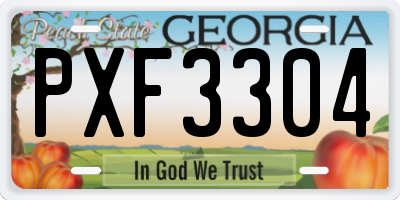 GA license plate PXF3304