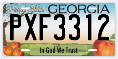 GA license plate PXF3312