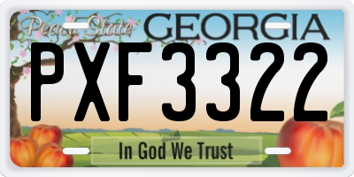 GA license plate PXF3322