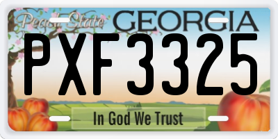 GA license plate PXF3325
