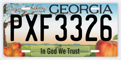 GA license plate PXF3326
