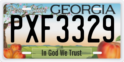 GA license plate PXF3329