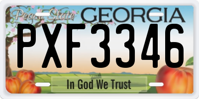 GA license plate PXF3346