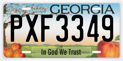 GA license plate PXF3349