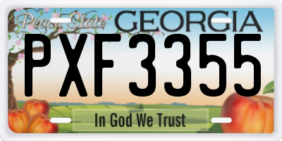 GA license plate PXF3355