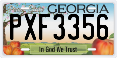 GA license plate PXF3356