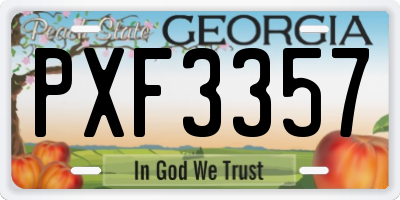 GA license plate PXF3357