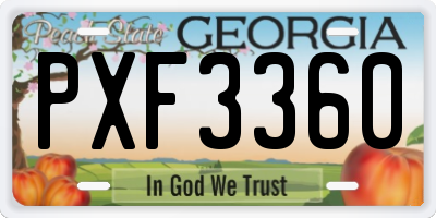 GA license plate PXF3360