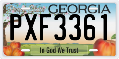 GA license plate PXF3361