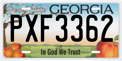 GA license plate PXF3362