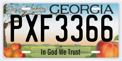 GA license plate PXF3366