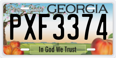 GA license plate PXF3374