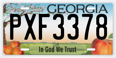 GA license plate PXF3378
