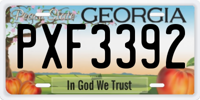GA license plate PXF3392