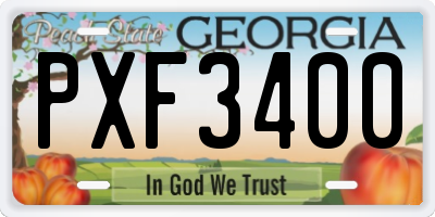 GA license plate PXF3400