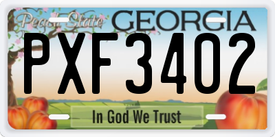 GA license plate PXF3402