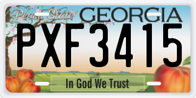 GA license plate PXF3415
