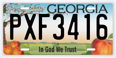 GA license plate PXF3416