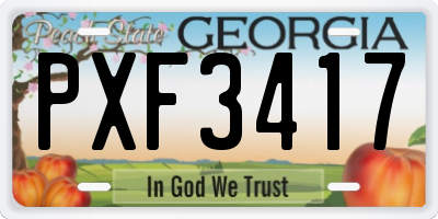 GA license plate PXF3417