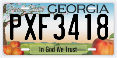 GA license plate PXF3418