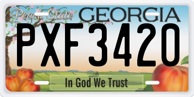 GA license plate PXF3420