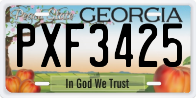 GA license plate PXF3425