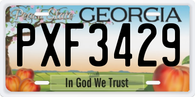 GA license plate PXF3429