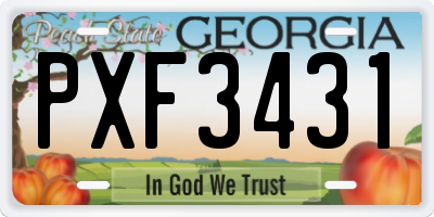 GA license plate PXF3431