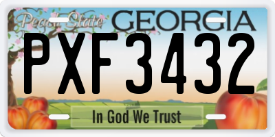 GA license plate PXF3432