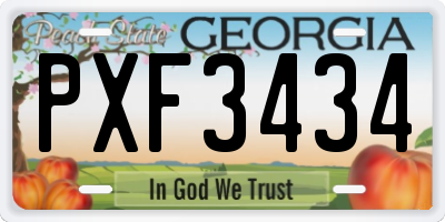 GA license plate PXF3434