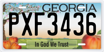 GA license plate PXF3436