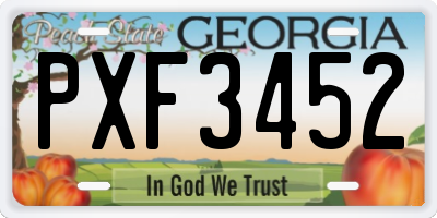GA license plate PXF3452