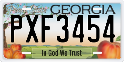 GA license plate PXF3454