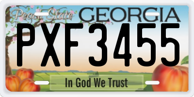 GA license plate PXF3455
