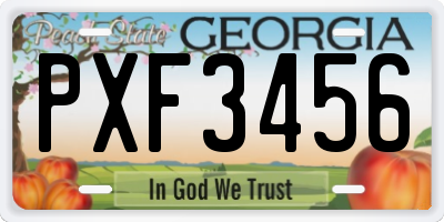 GA license plate PXF3456