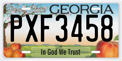 GA license plate PXF3458