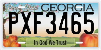 GA license plate PXF3465
