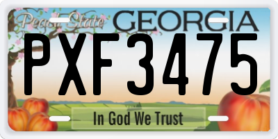 GA license plate PXF3475