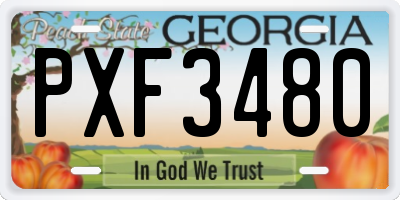 GA license plate PXF3480